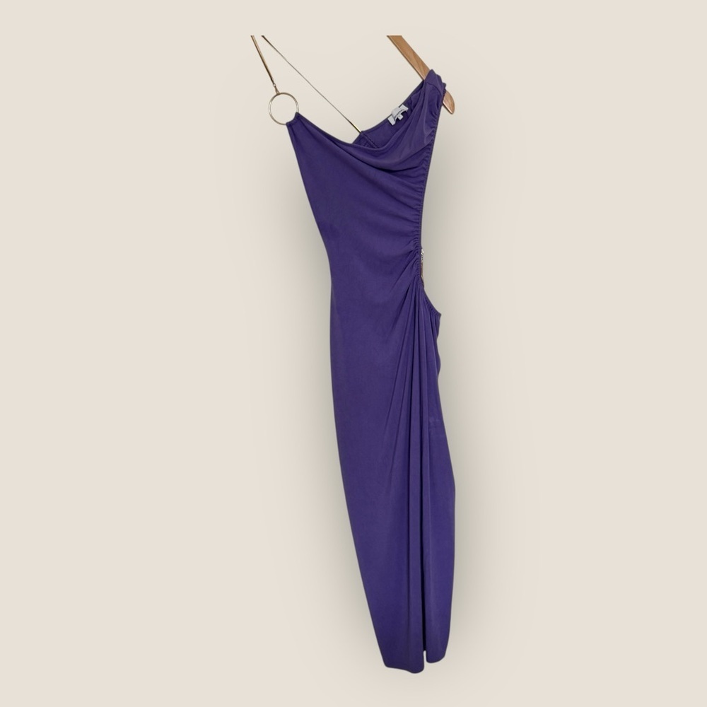 WhoWhatWear | Gold & Purple Cutout Ruched Dress | Size L
